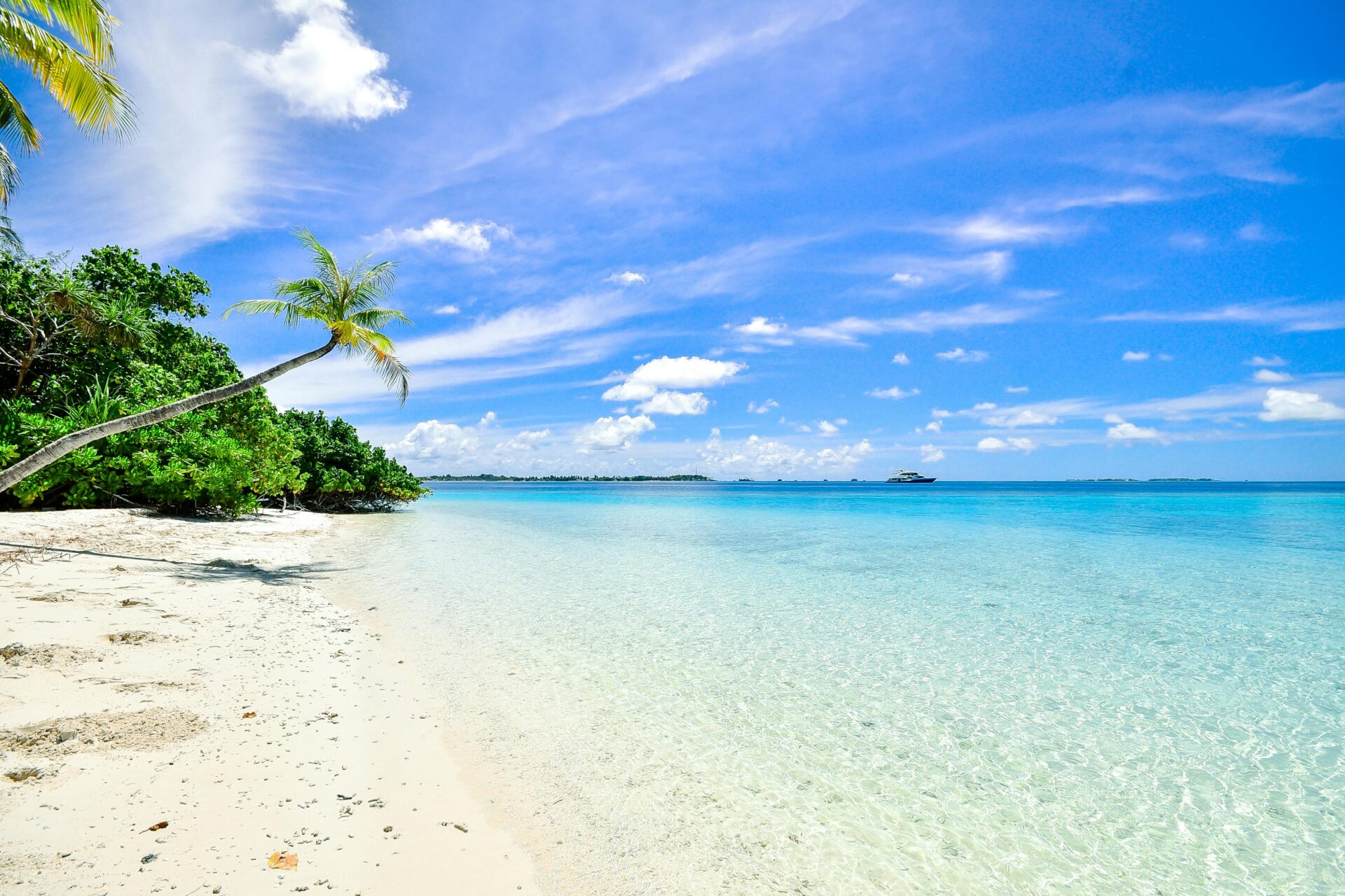 beach with clear water and blue skies