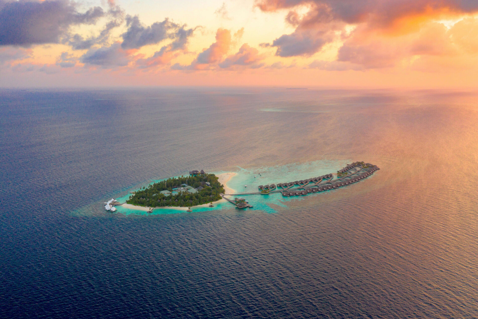 Aerial View of Island in Maldives